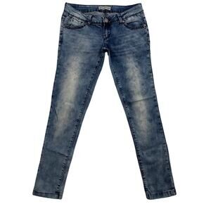 Rue 21 Twentyone Black Jeans Womens Size 1/2 Blue Low Rise Skinny Flex Denim